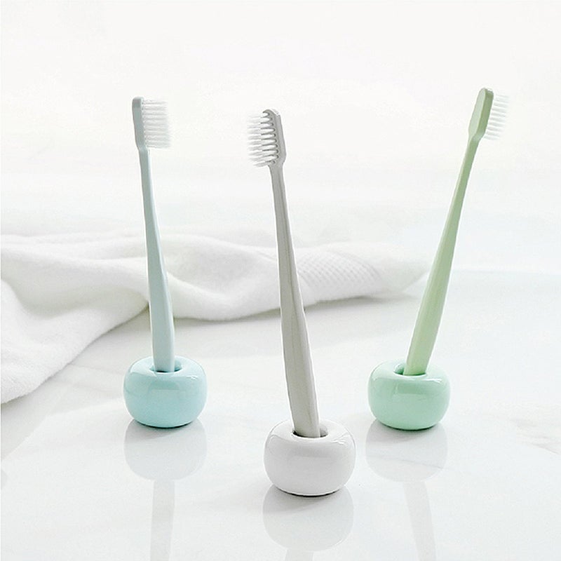 Apol Set of 3 Pcs Mini Ceramic Toothbrush Holder Stand,Pen Stand Rings,Storage Organizer for Bathroom Countertop - Image 5